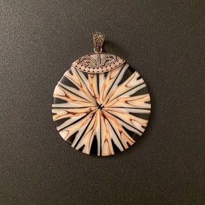 Meran Bali Indonesia Starburst Pendant with Sterling Silver Bail, 2"